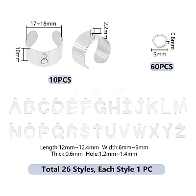 DIY Alphabet Charm Cuff Ring Making Kit DIY-UN0005-66-1