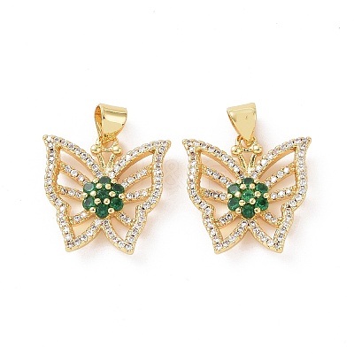 Brass Micro Pave Cubic Zirconia Pendants ZIRC-I063-44G-1