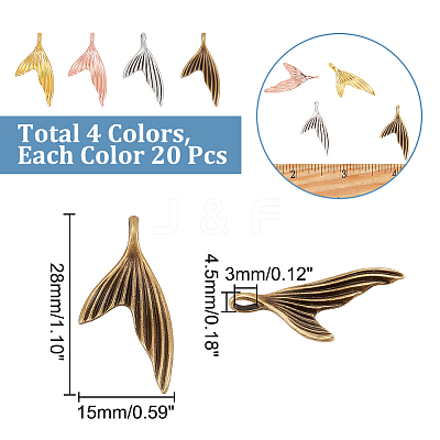80pcs 4 Colors Zinc Alloy Pendants FIND-AR0002-85-1