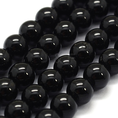Natural Black Tourmaline Beads Strands G-G763-01-6mm-AB-1
