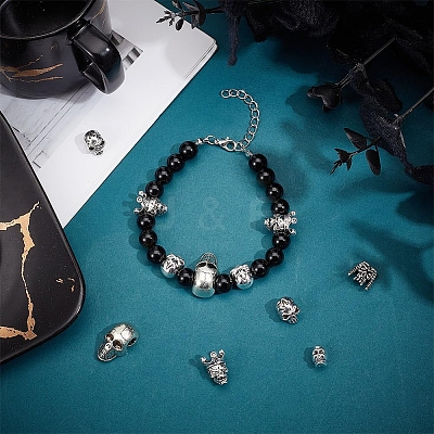 24Pcs 6 Styles Tibetan Style Alloy Beads FIND-NB0005-15-1