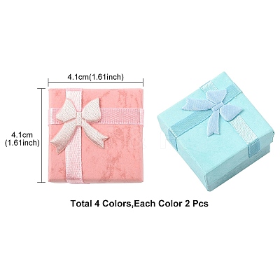 8Pcs 4 Colors Valentines Day Presents Packages Cardboard Ring Boxes CBOX-FS0001-07-1