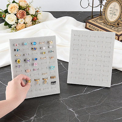 50-Slot Velvet with Sponge L Shaped Stud Earring Display Stands EDIS-WH0011-08A-1