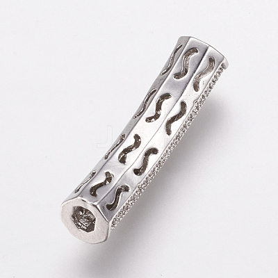 Brass Micro Pave Cubic Zirconia Tube Beads ZIRC-E143-22P-1