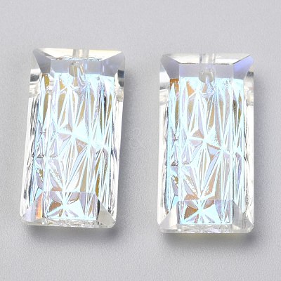 Embossed Glass Rhinestone Pendants GLAA-J101-07B-001SI-1