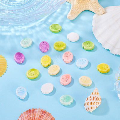 18Pcs 9 Colors Handmade Porcelain Ceramic Beads PORC-TA0001-50-1
