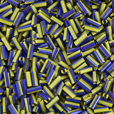 Opaque Colours Two Tone Seed Glass Bugle Beads SEED-T006-02B-03-1