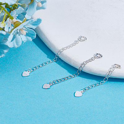 3Pcs 3 Styles Sterling Silver Curb Chain Extender FIND-ME0002-35-1