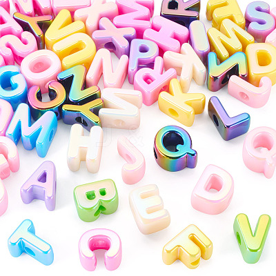 52Pcs 26 Styles UV Plating Opaque Acrylic European Beads OACR-TA0004-81-1