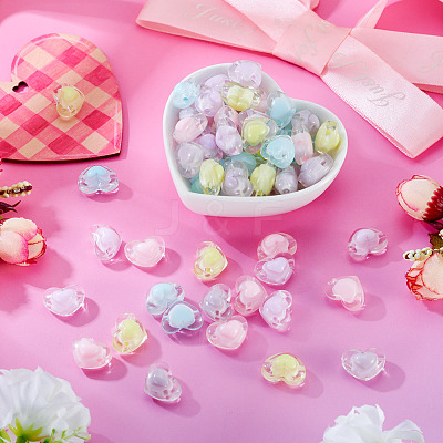 100Pcs 5 Colors Transparent Acrylic Beads TACR-TA0001-73-1