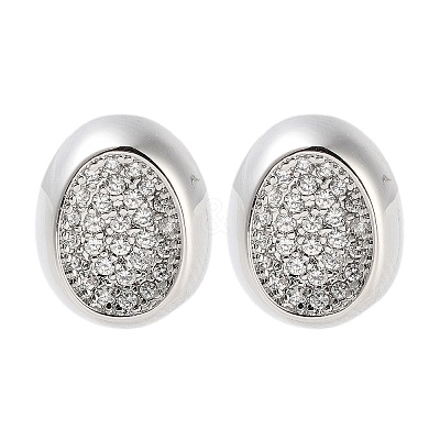 Rack Plating Oval Brass Stud Earrings EJEW-N055-38P-RS-1