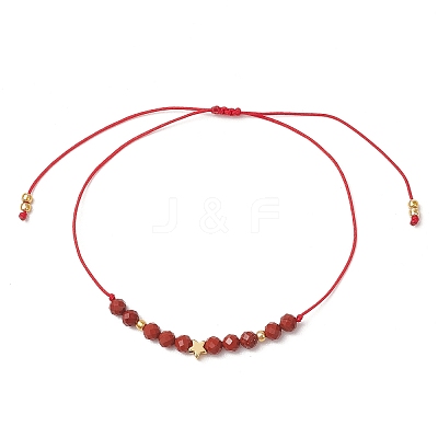 Natural Round Red Jasper Beads Braided Bead Bracelets for Women BJEW-JB11655-06-1