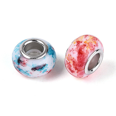 Printed Acrylic European Beads GPDL-N006-01A-02-1