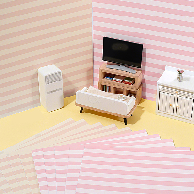 4Bags 2 Colors PVC Self-Adhesive Wallpaper for Dollhouse DIY-PH0036-71-1