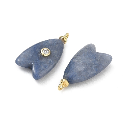 Brass & Natural Blue Aventurine(Dyed & Heated) & Cubic Zirconia Pendants GG-CBAD360-20G-05-1