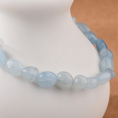 Natural Aquamarine Bead Stretch Bracelets X-BJEW-K213-54-1