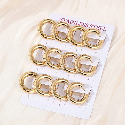 202 Stainless Steel Huggie Hoop Earrings EJEW-O087-08B-G-1