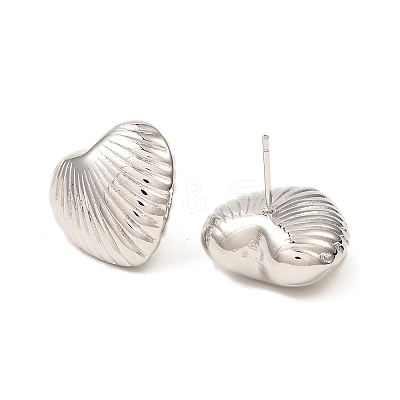 Brass Heart Ear Studs for Women EJEW-P268-06P-1