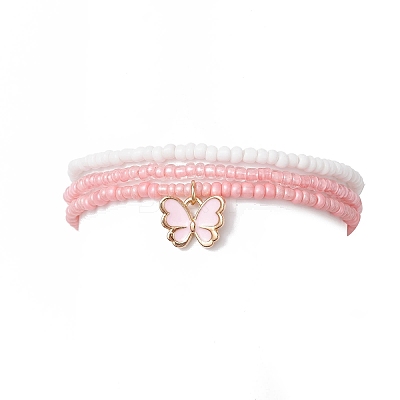 3Pcs Glass Seed Beaded Stretch Bracelets for Women BJEW-JB11437-1