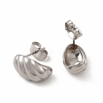 316 Stainless Steel Shell Shape Stud Earrings for Women EJEW-C004-13P-1