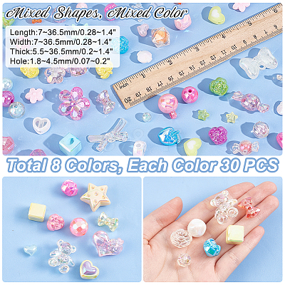 240Pcs 8 Colors Acrylic Beads MACR-PH0001-82-1