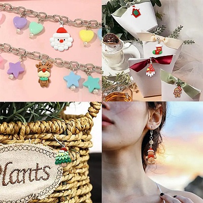 40Pcs 8 Styles Christmas Opaque Resin Pendants RESI-YW0005-54-1