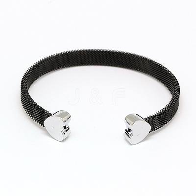 304 Stainless Steel Mesh Bangles BJEW-N225-34B-1