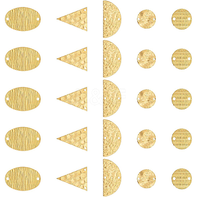 50Pcs 5 Style Brass Connector Charms FIND-BC0002-61-1