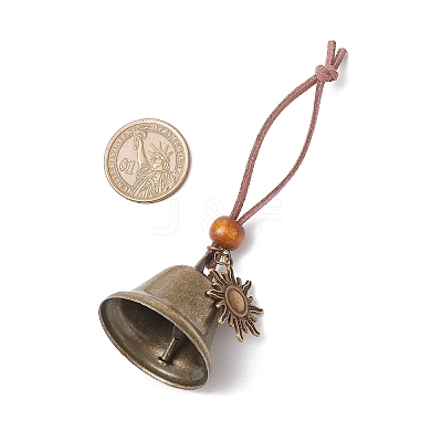 Iron Bell & Tibetan Style Alloy Sun Pendant Decorations HJEW-JM03369-1