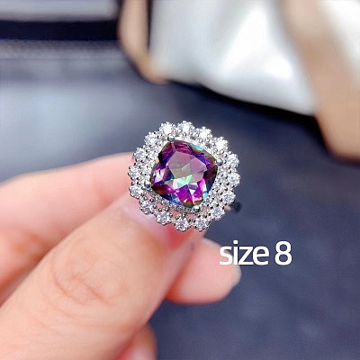 Square Alloy Rhinestone Pendant Necklace & Stud Earring & Finger Ring Sets WG30FCB-02-1
