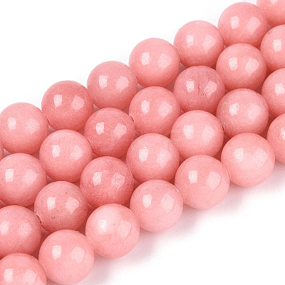 Dyed Natural Mashan Jade Round Beads Strands G-T139-8mm-67B-1