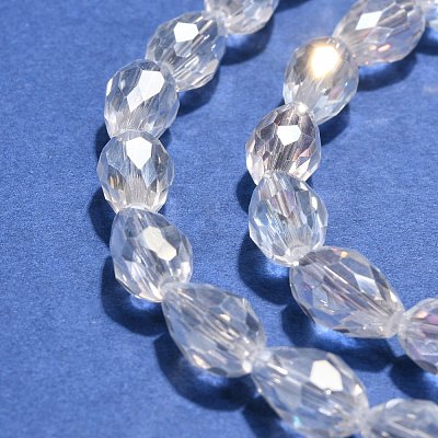 1Strand Electroplate Glass Faceted Teardrop Beads Strands X-EGLA-D015-12x8mm-01-1