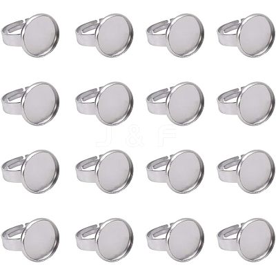 Adjustable 304 Stainless Steel Finger Rings Components STAS-UN0001-10-1