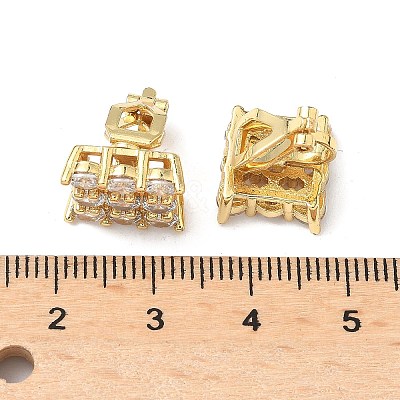 Brass Micro Pave Clear Cubic Zirconia Clip-on Earrings EJEW-A132-02C-G-1
