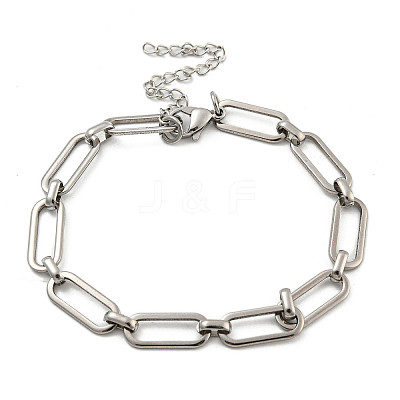 Non-Tarnish 304 Stainless Steel Oval Link Chains Bracelets for Men & Women BJEW-D042-21P-1