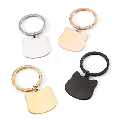 4Pcs 4 Styles Stainless Steel Keychains KEYC-TA0004-81E-1
