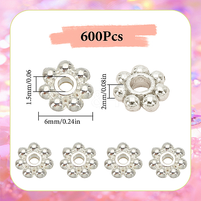 600Pcs Alloy Daisy Spacer Beads FIND-SP0002-12B-S-1