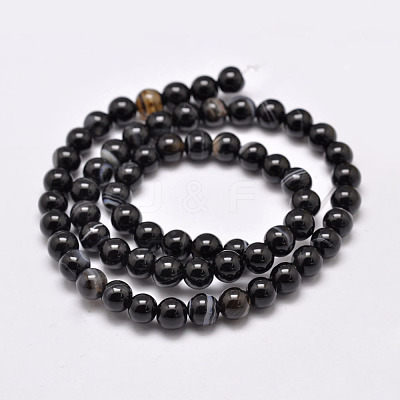 Natural Black Agate Bead Strands G-G962-16mm-12-A-1
