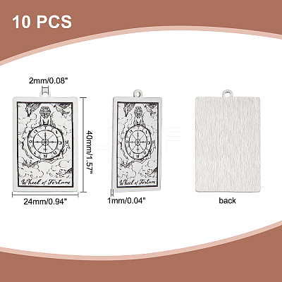 10Pcs 201 Stainless Steel Pendants STAS-DC0011-11-1