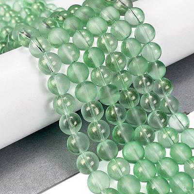 Frosted Transparent Glass Bead Strands GLAA-P065-10mm-04-1
