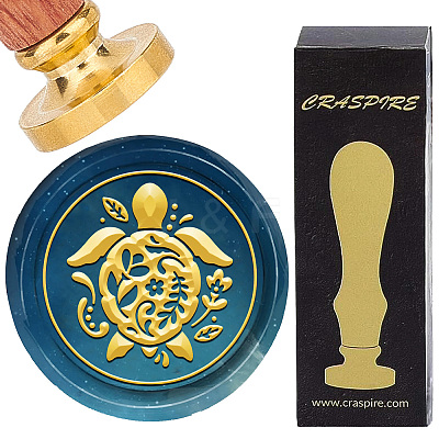 Brass Wax Seal Stamps with Wood Handle AJEW-WH0412-0325-1