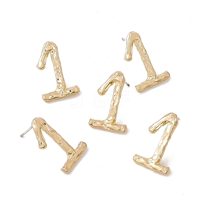 Brass Number Stud Earrings with 925 Sterling Silver Pins for Women LS-EJEW-A077-01A-1