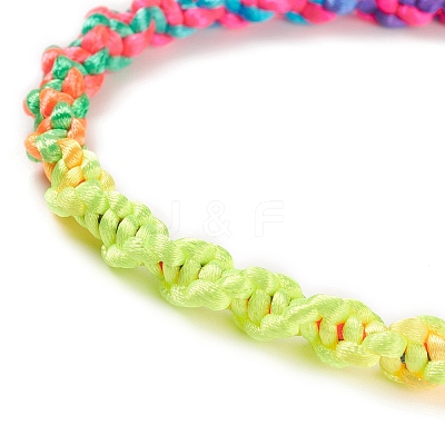 Rainbow Color Polyester Braided Adjustable Bracelet Making for Women BJEW-F454-03-1