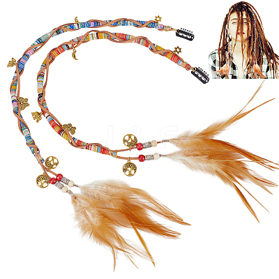 2Pcs Elastic Wrapped Core Cord & Flat Faux Suede Cord Wigs HJEW-PH02263-1