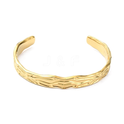 304 Stainless Steel Textured Open Cuff Bangles for Women LS-STAS-B068-02G-1