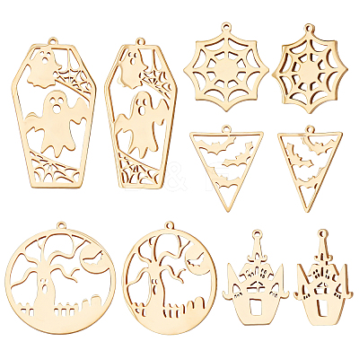 10Pcs 5 Style 201 Stainless Steel Pendants STAS-BBC0002-04-1