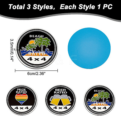 3Pcs 3 Styles Round Aluminum Car Decorative Stickers DIY-UN0005-42-1
