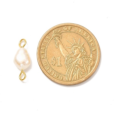 Natural Cultured Freshwater Pearl Beads Links Connectors PALLOY-JF00943-02-1