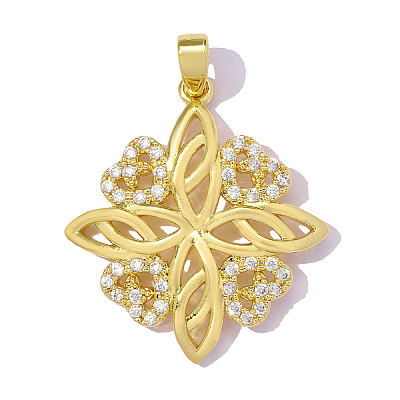 Brass Micro Pave Clear Cubic Zirconia Pendants CU-OY001-64G-1