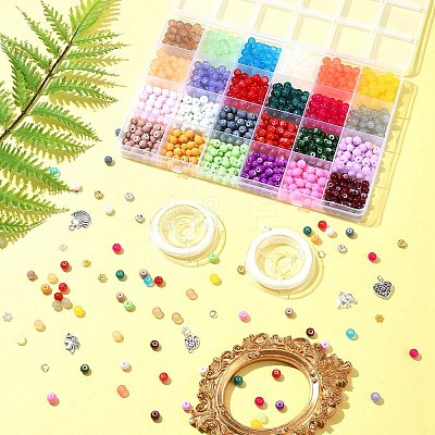 DIY Glass Beads & Alloy Pendant Bracelets Jewelry Making Kits DIY-FS0006-25-1